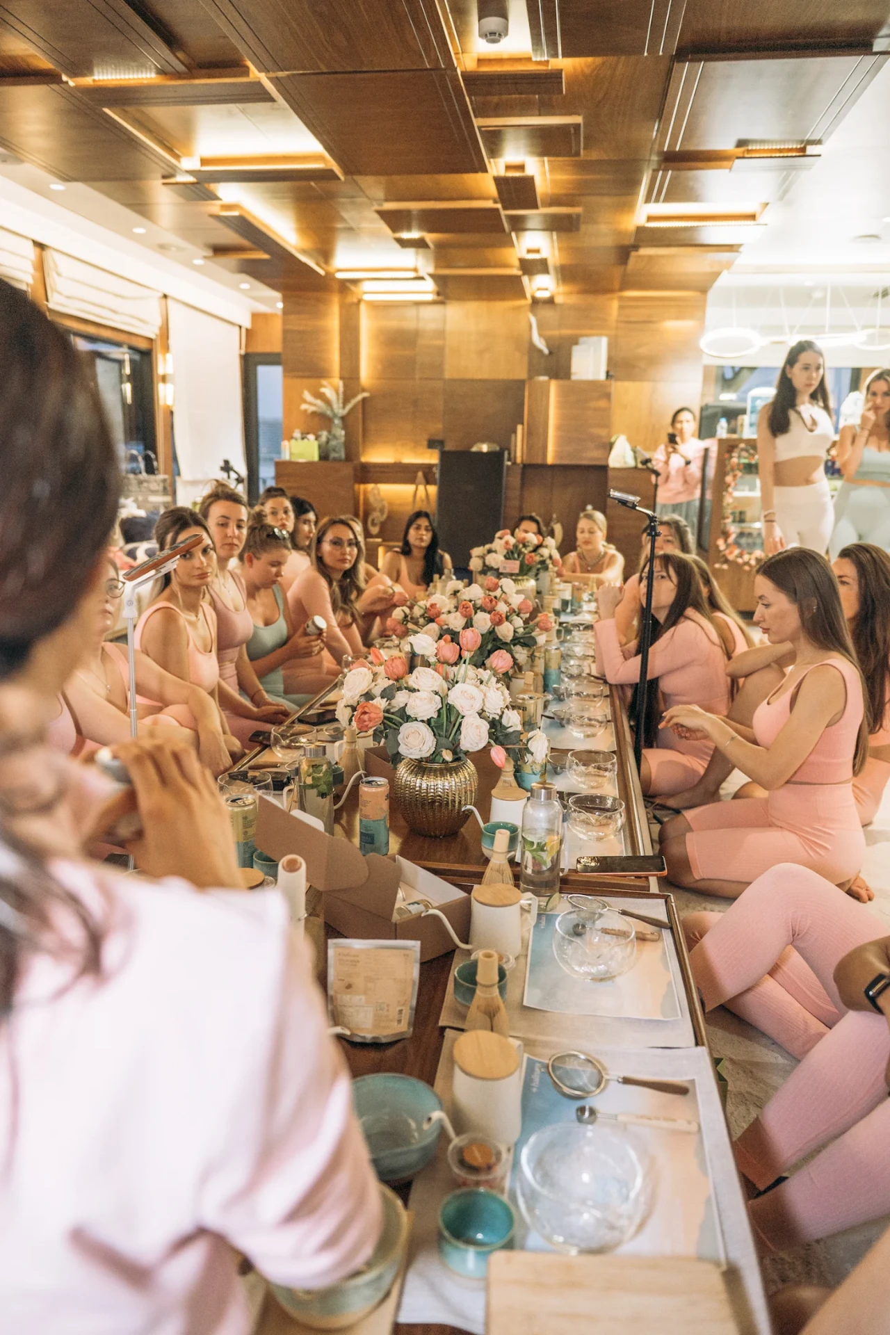 Matcha and skincare masterclass with the club in blush activewear